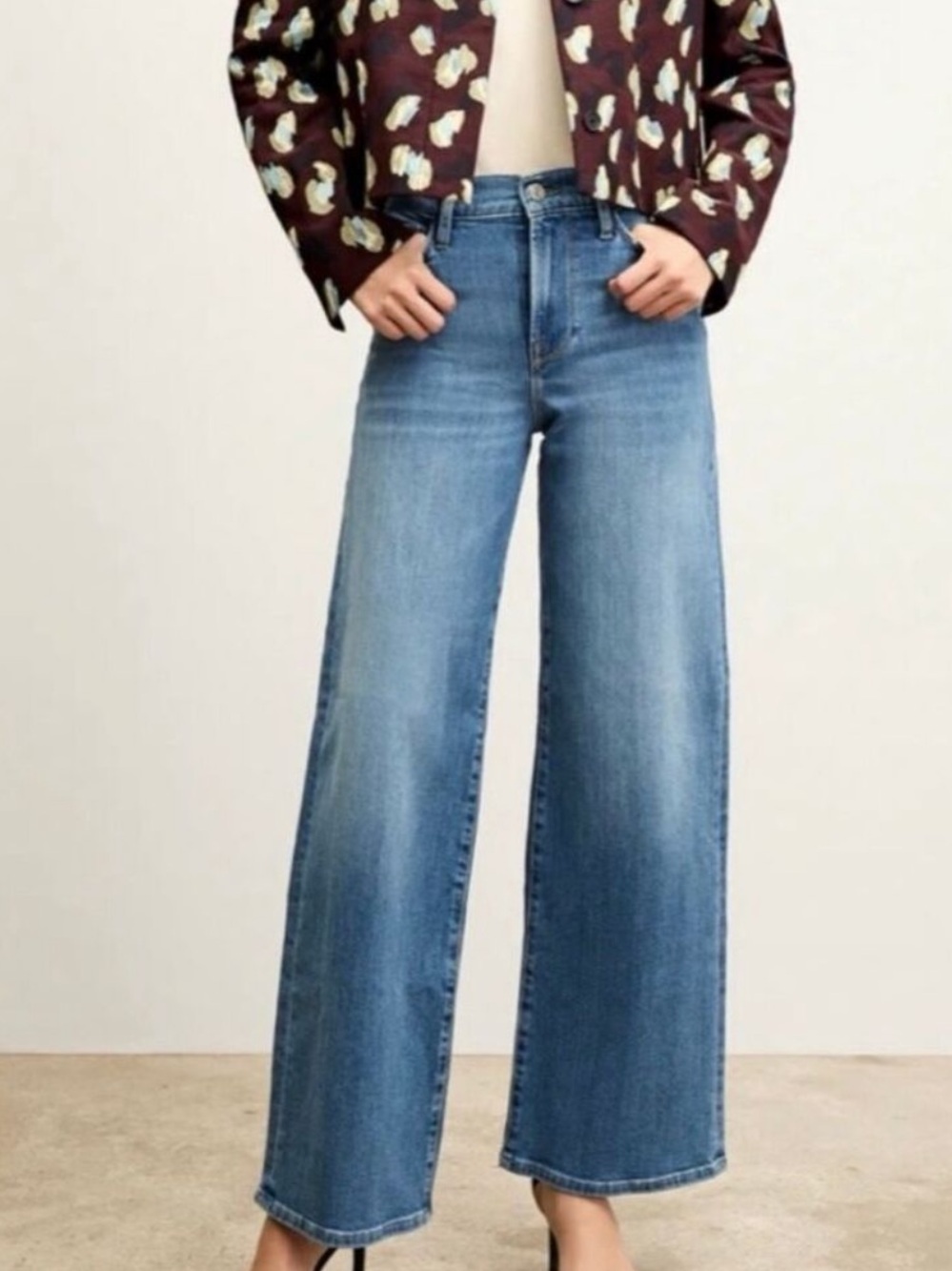 FRAME Le Slim Palazzo Wide Leg Jeans in Skywalk Wash High Rise (Hemmed) | 30
